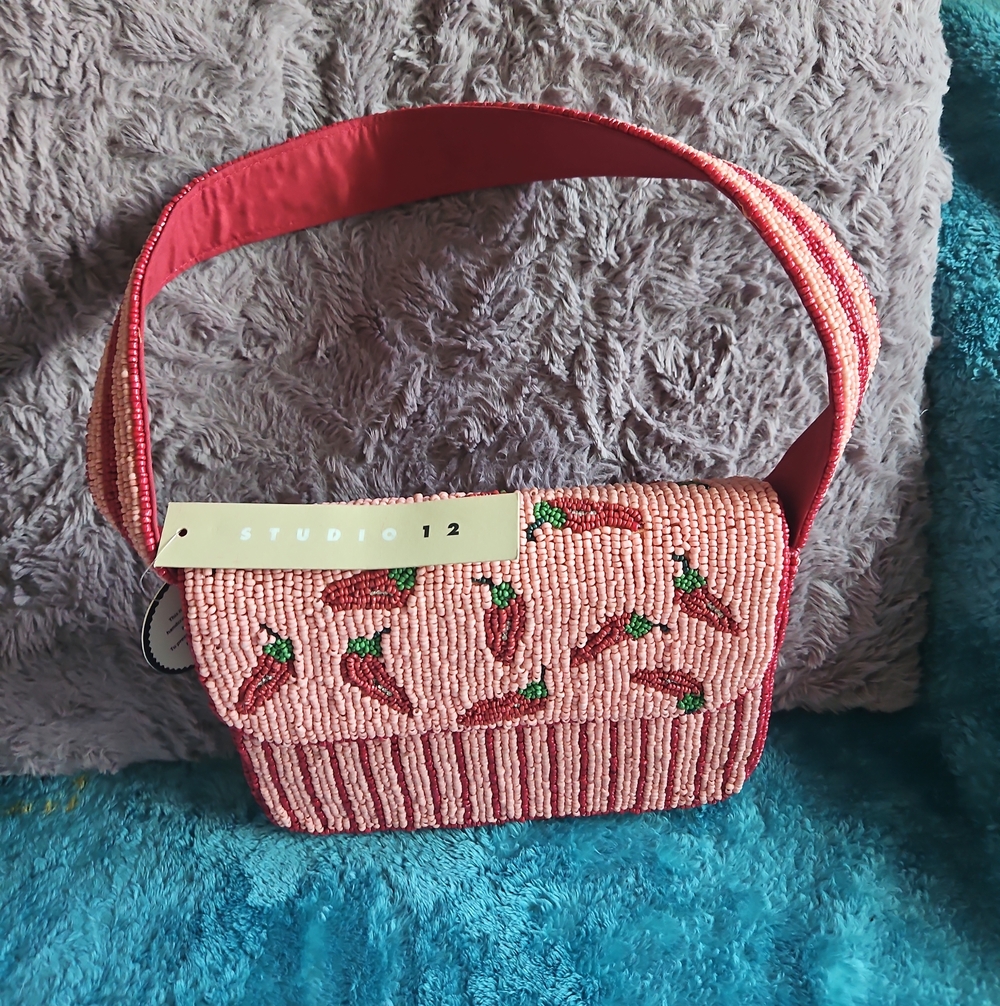 Studio Pink Beaded Mini Chili Shoulder Bag